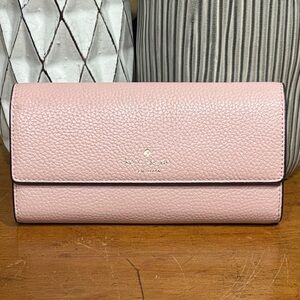 Kate Spade Blush Pink Wallet with Gold Accent